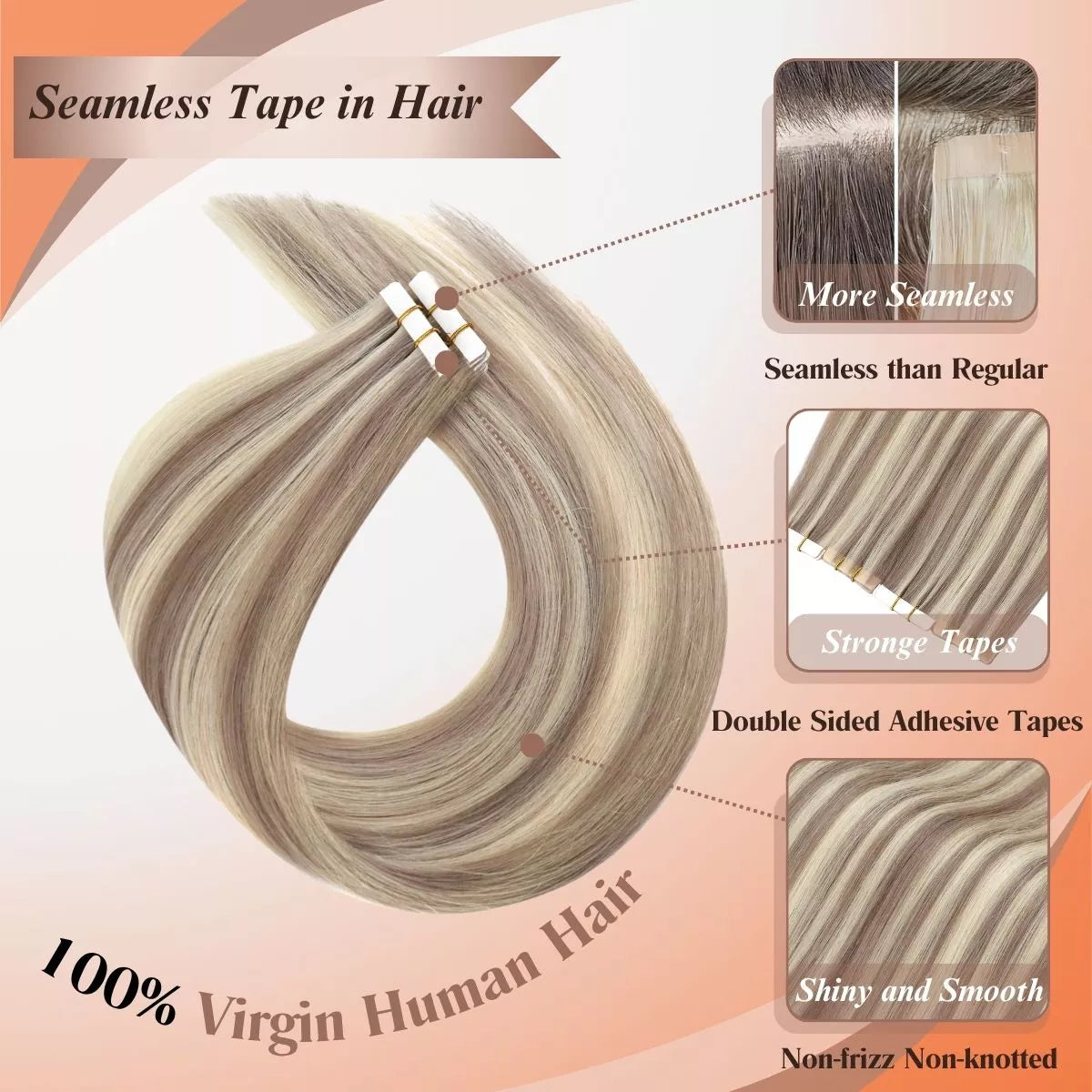invisible seamless injection tape in extensions for fine hair