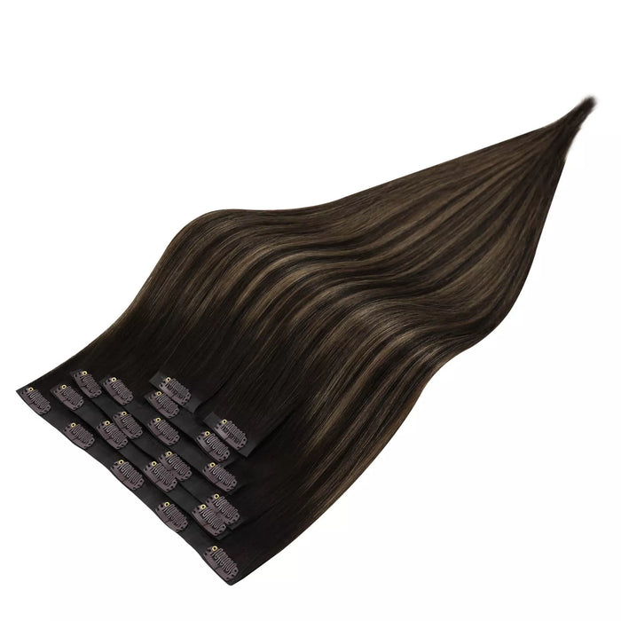 [Pre-Sale] Injection PU Clip in Hair Extensions Best Clip in Hair Balayage Brown #2/6/2