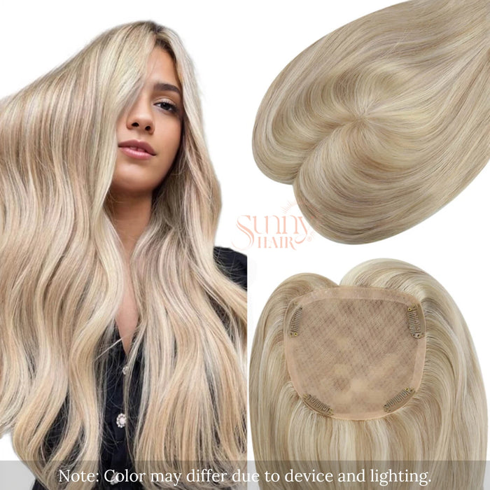 mono base human hair toppers highlight blonde color
