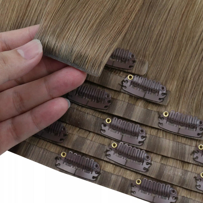 [Pre-Sale] Injection PU Clip in Hair Extensions Best Clip in Hair Balayage Blonde #6/60/6