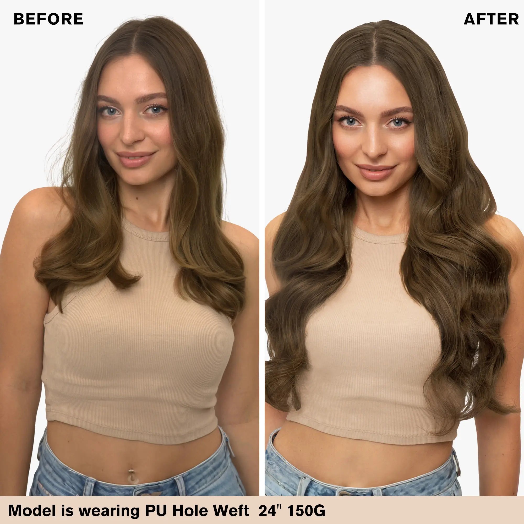 hair extensions before and after,pu hole weft