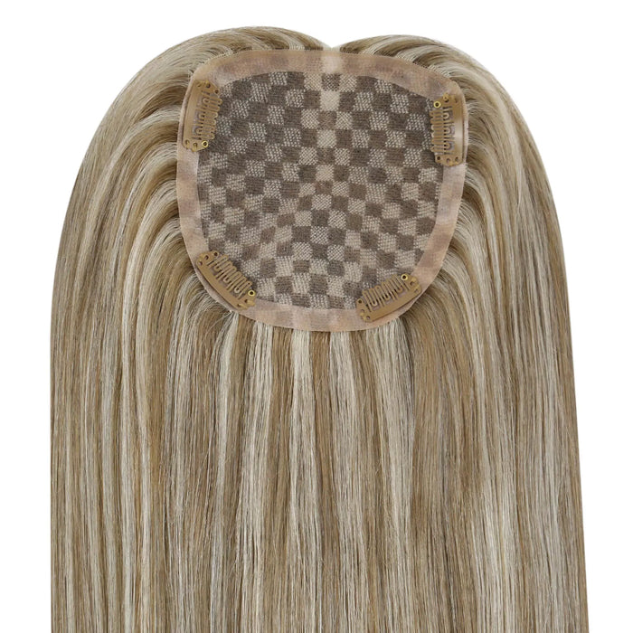 highlight brown blonde human hair toppers