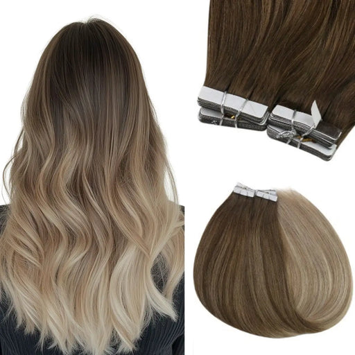 sunny hair ，balayage brown and blonde tape ins tape in hair extensions real hair tape in human hair extensions tape in hair extensions real hair human hair extensions tape in balayage hair extensions human hair