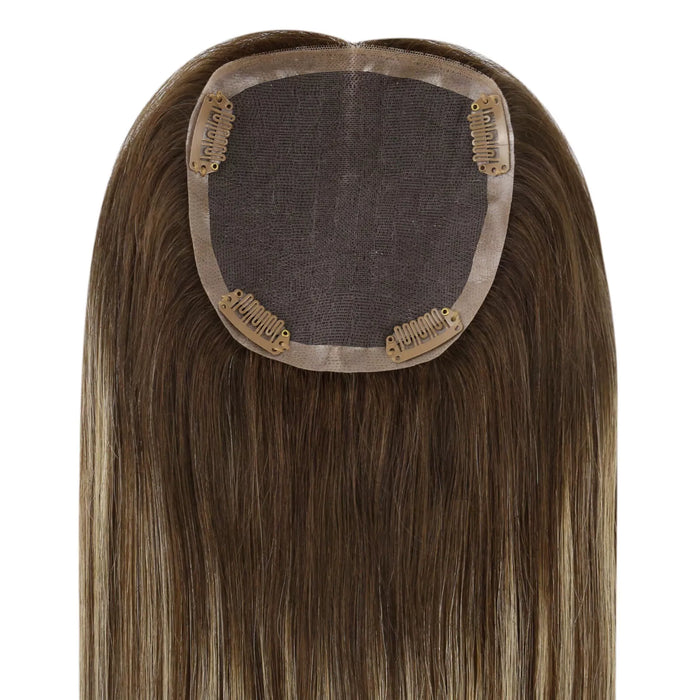 human hair topper easy apply and remove