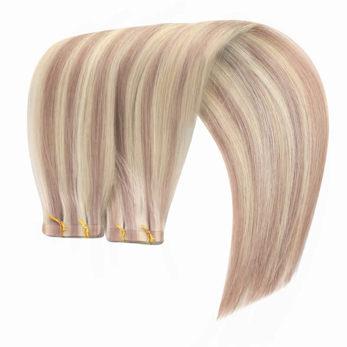 Virgin Hair Tape in Human Hair Extensions 25g/pack with Pink Blonde Highlights #18/613