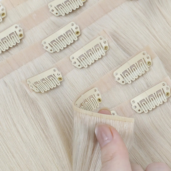 [Pre-Sale] Genius PU Clip in Hair Extensions Best Human Hair Clip Blonde #60