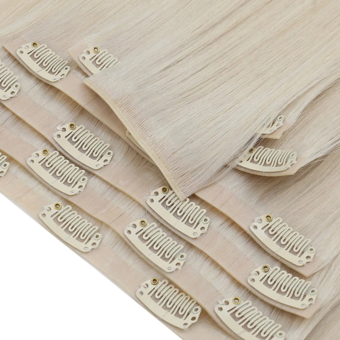[Pre-Sale] Genius PU Clip in Hair Extensions Best Human Hair Clip Blonde #60