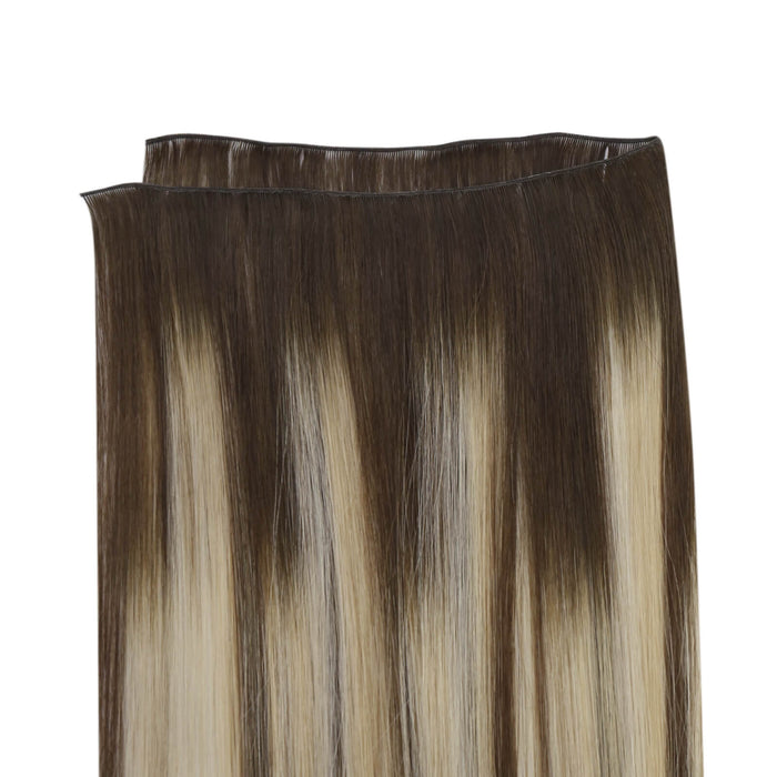 weft hair extensions, human hair, genius weft hair extensions, virgin hair, Balayage Brown hair, 100% virgin hair, highest quality hair, sew in hair