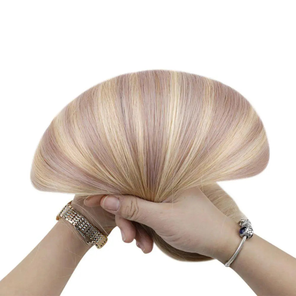 [USA Only - Final Sale] Machine Weft Hair Virgin Human Hair with Pink Gold Highlights 22inch #18/613