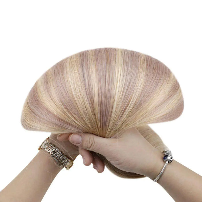 [USA Only - Final Sale] Machine Weft Hair Virgin Human Hair with Pink Gold Highlights 22inch #18/613