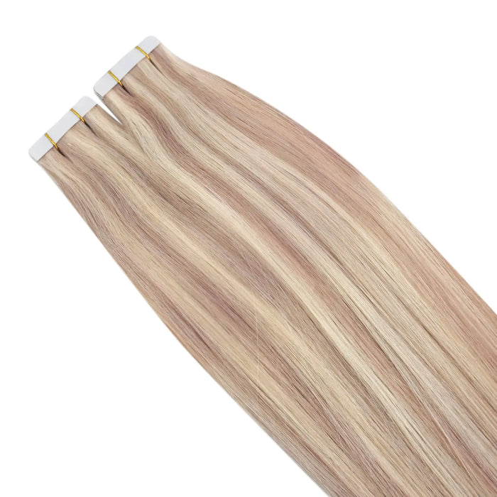 Virgin Hair Tape in Human Hair Extensions 25g/pack with Pink Blonde Highlights #18/613