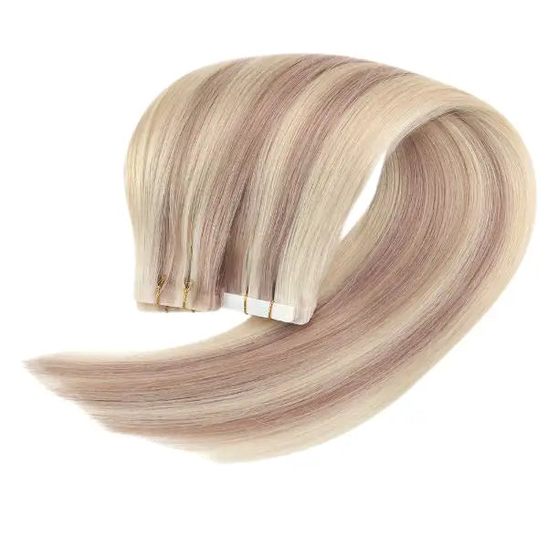 injection tape in hair extensions highlighted color