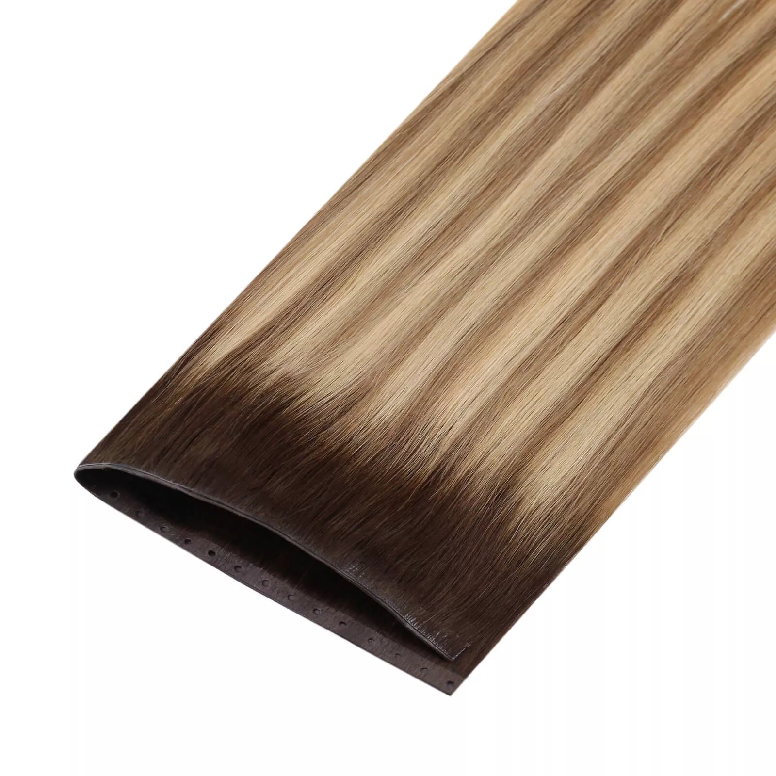 butterfly weft hair extensions brown blonde balayage color