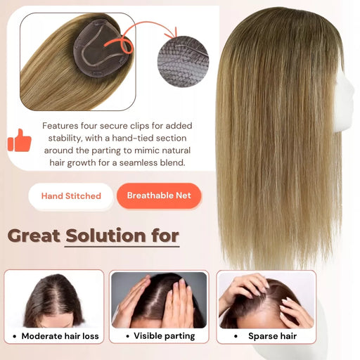 human hair hair topper brown blonde color