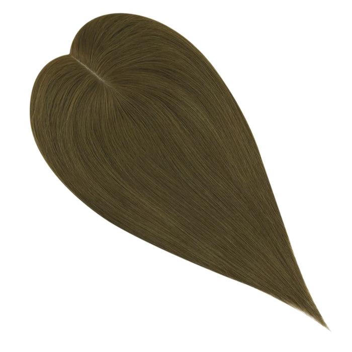 [Virgin Hair] Fishnet Human Hair Toppers Medium Brown For Women #4