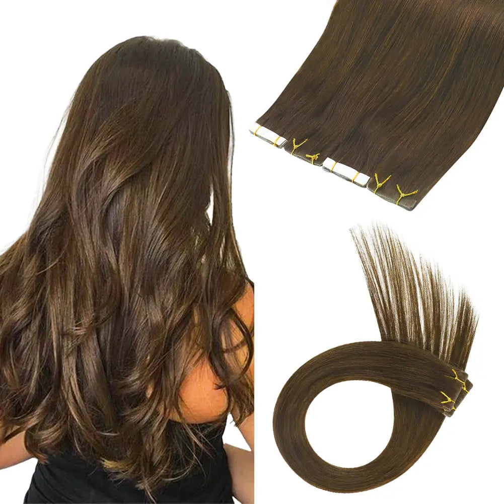 tape in hair extensions medium brown human hair