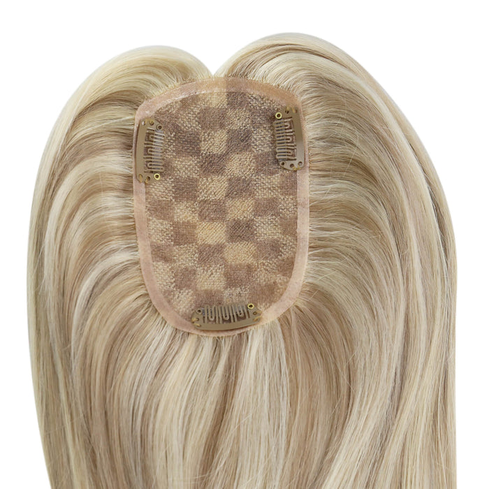 premium human hair topper highlighted color