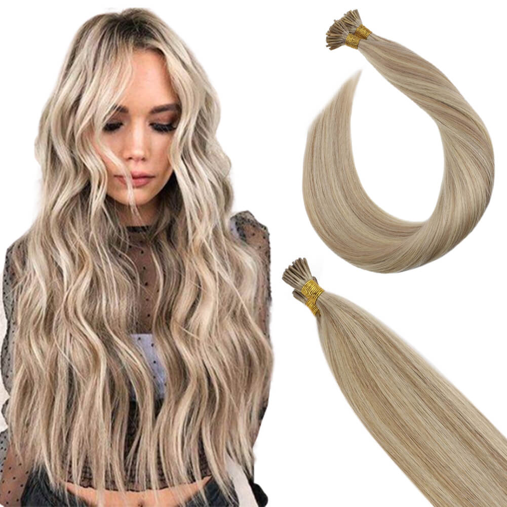 I Tip Human Hair Extension Blonde Highlights #16/22 — SunnyHair display picture 3