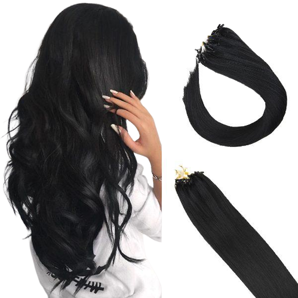 micro link human hair extensions black