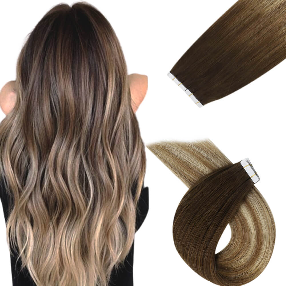 Sunny Hair Tape in Extensions Brown Highlighted Medium  display picture 3