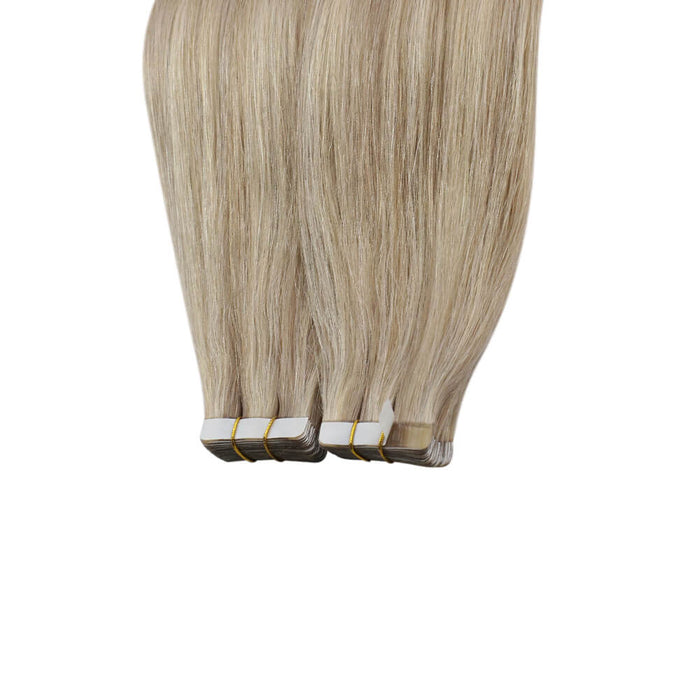 Tape in Extensions Human Hair Extensions Remy Tape ins Blonde Highlights #16/22