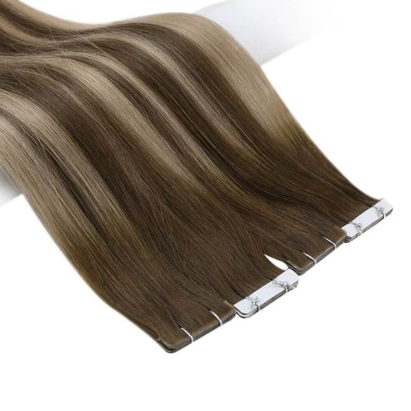 tape in human hair extensions balayage color