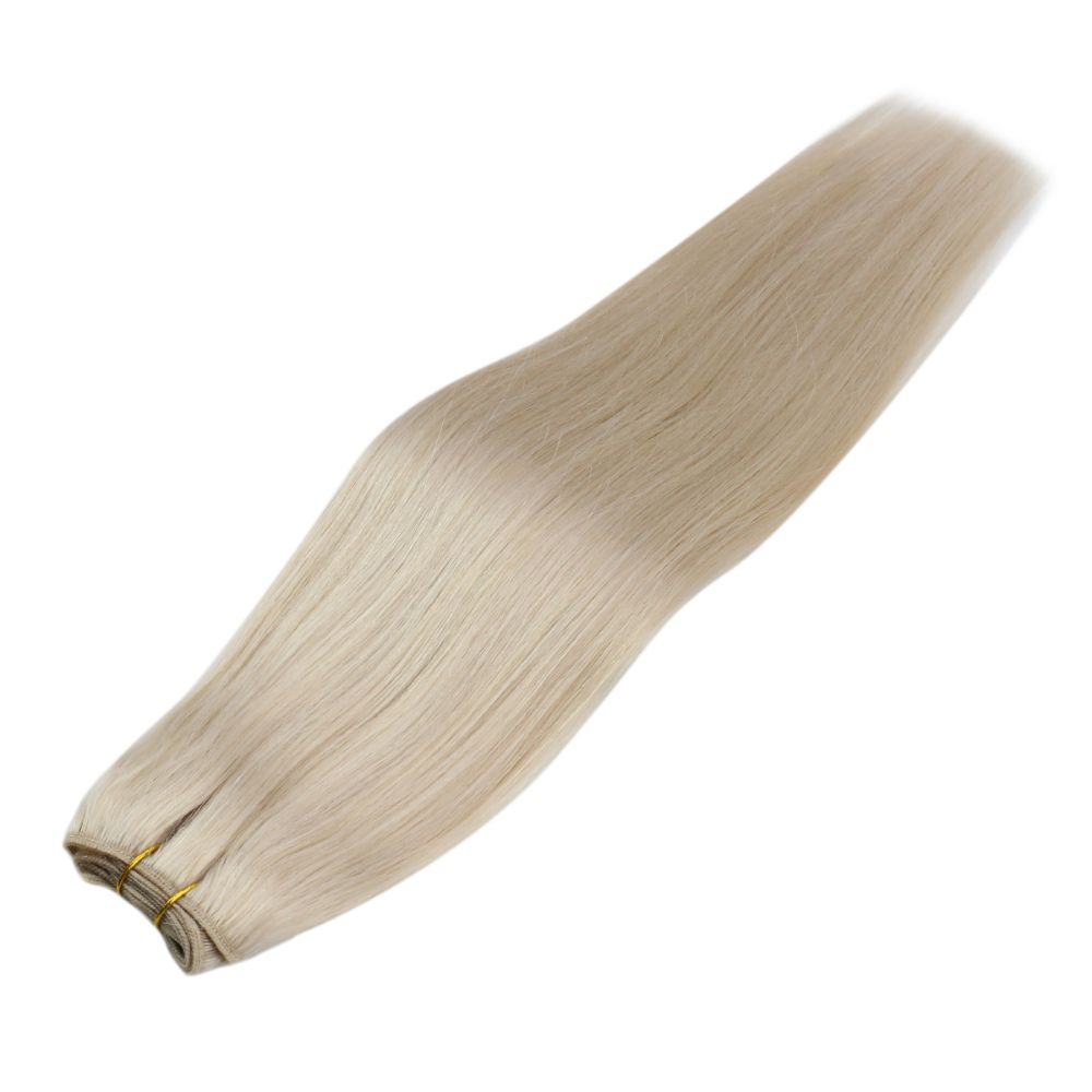 weft hair extensions platinum blonde color