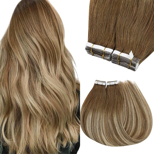 ✨ 3 16” #8 #60 #18 Blonde BALAYAGE HUMAN TAPE INS Amazon.com : Full Shine Tape in Hair Extensions Human Hair  main image 2