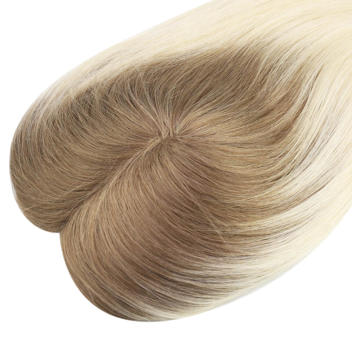 Sunny Hair Topper,Silk hair topper,mono topper hair,Mono Topper,human hair topper,high quality remy hair extensions,hair topper women,hair topper wig,hair topper silk base,hair topper human hair,hair topper,balayage blonde with brown,blonde hair, light brown hair,topper center parting,big base wig,Hair Volumizers,Clip-In Hair Volumizers