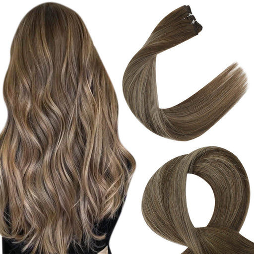 human hair extension dark brown balayage weft extensions