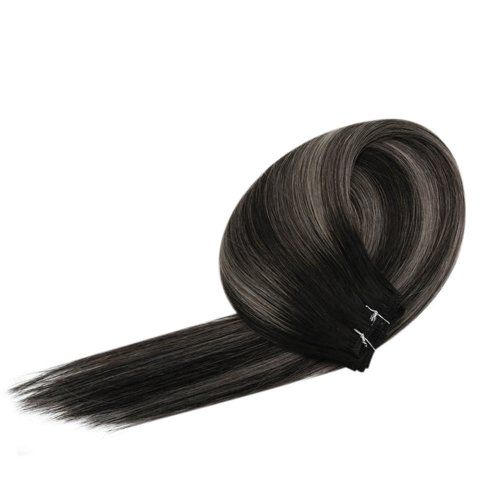 balayage color sew in hair extensions