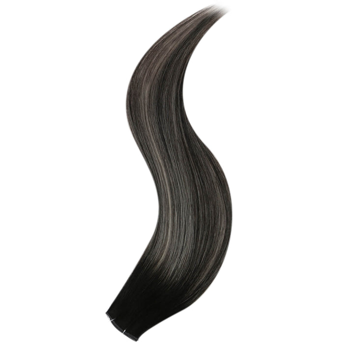 genius weft hair extensioms black with silver