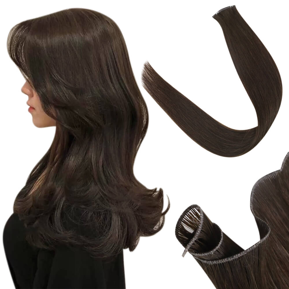 genius weft hair extensions dark brown color
