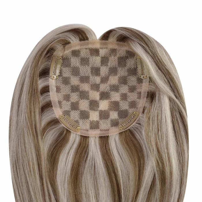 highlight brown blonde human hair toppers