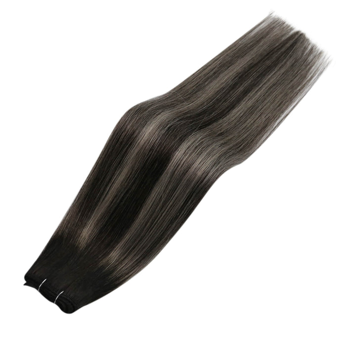 best quality hair extensions black with silver weft hair bundles