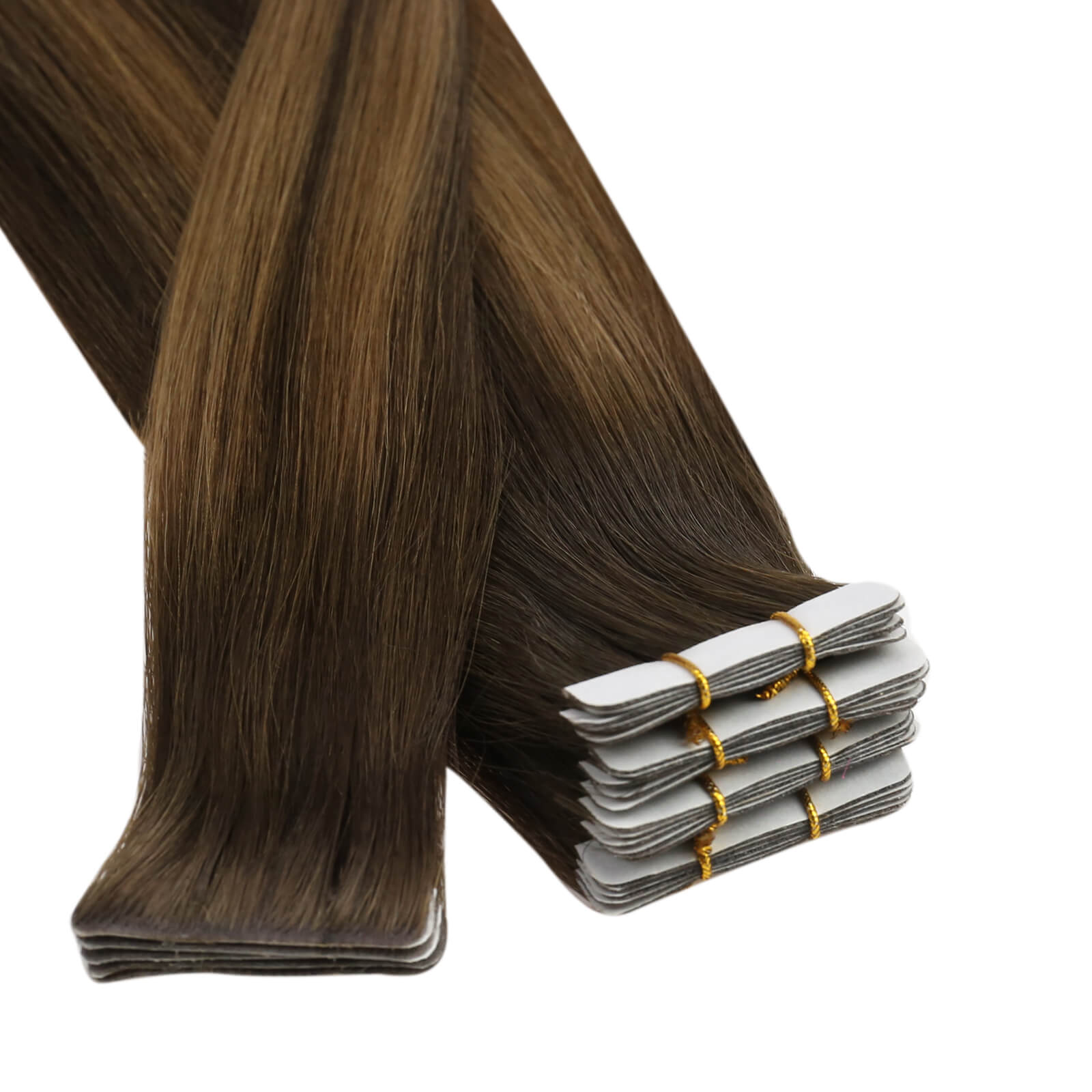 skin weft tape in human hair extensions balayage brown hair