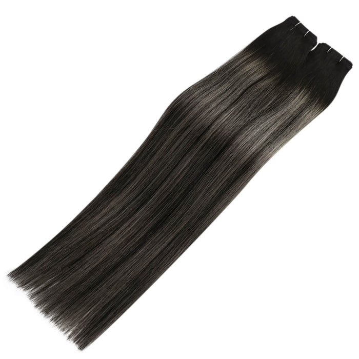 virgin human hair,weft hair extensions,real human hair,hair extensions,balayage grey with black