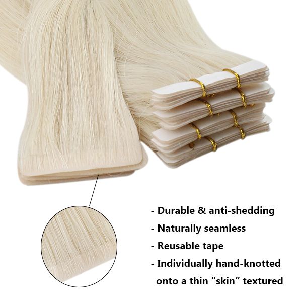injection tape in hair extensions blonde color for women