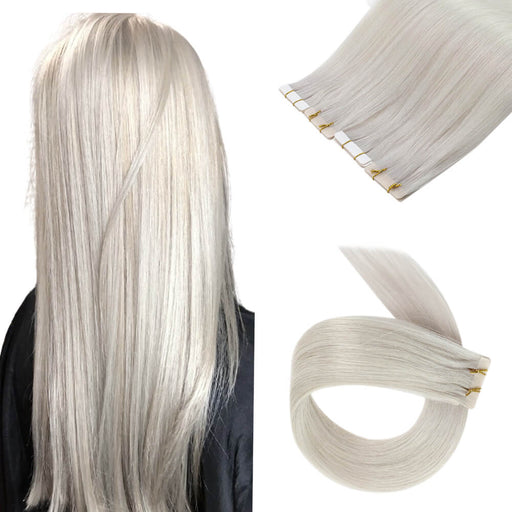 virgin injection tape in hair extensions, human hair tape in extensions, tape hair extensions，Platinum Blonde
